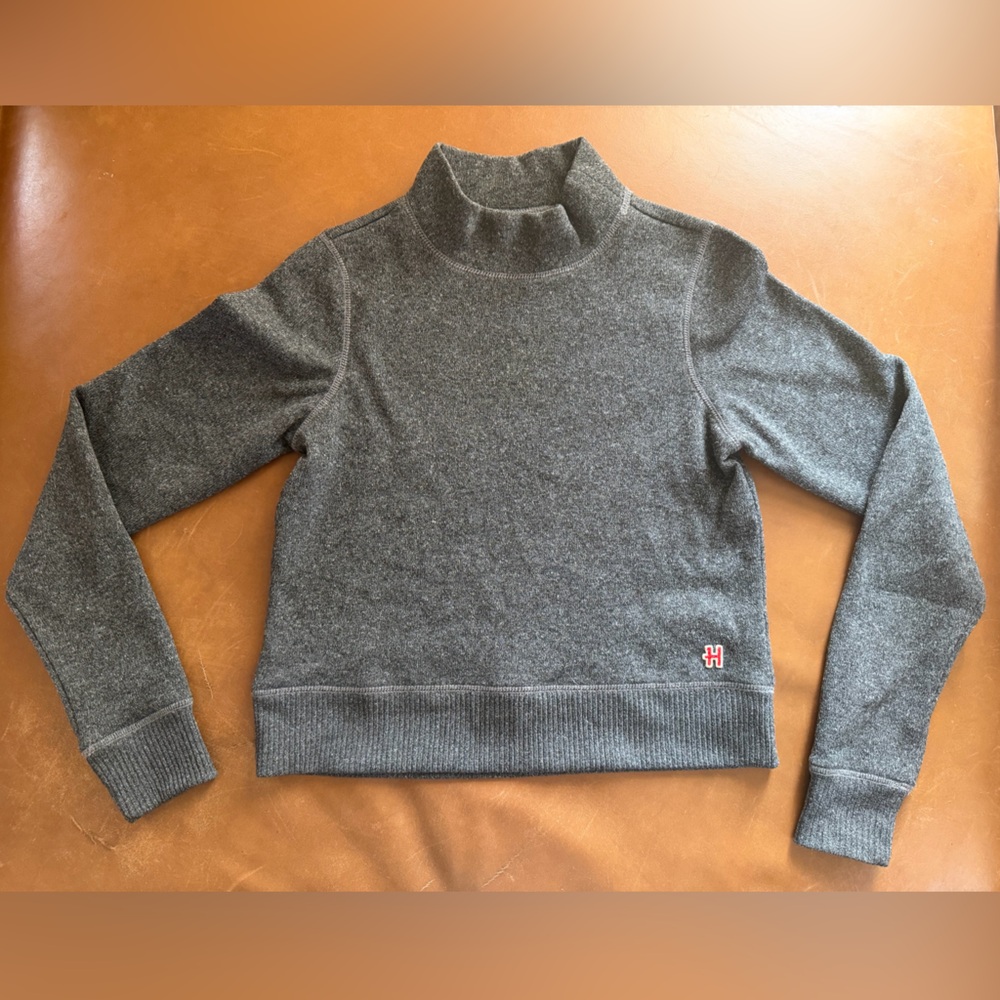 HOMAGE Charcoal Mock Neck Turtleneck Cropped Sweater